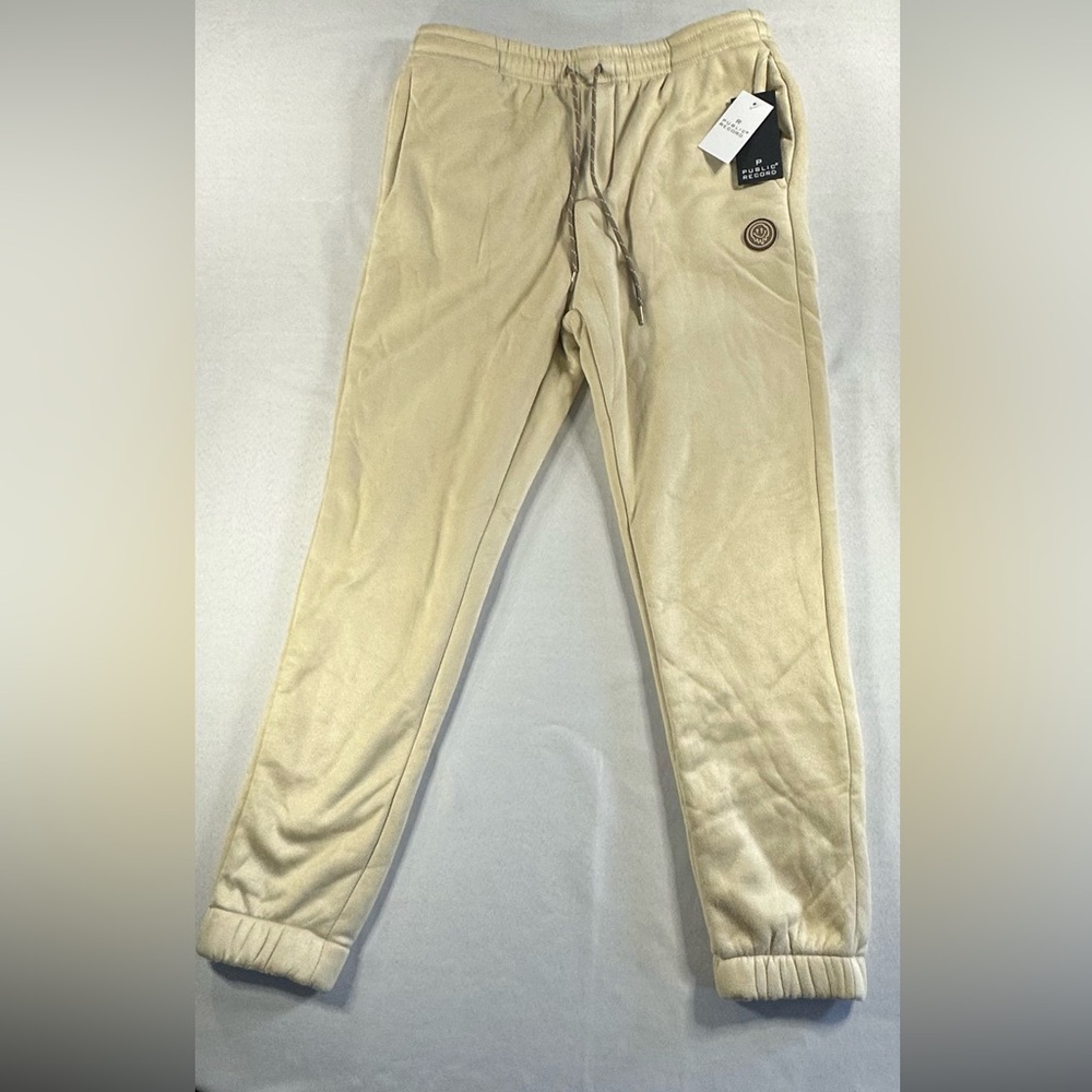 Public Record • NWT Cream Men’s Small Fur Lined Sweatpants Sweats Melt Smile
